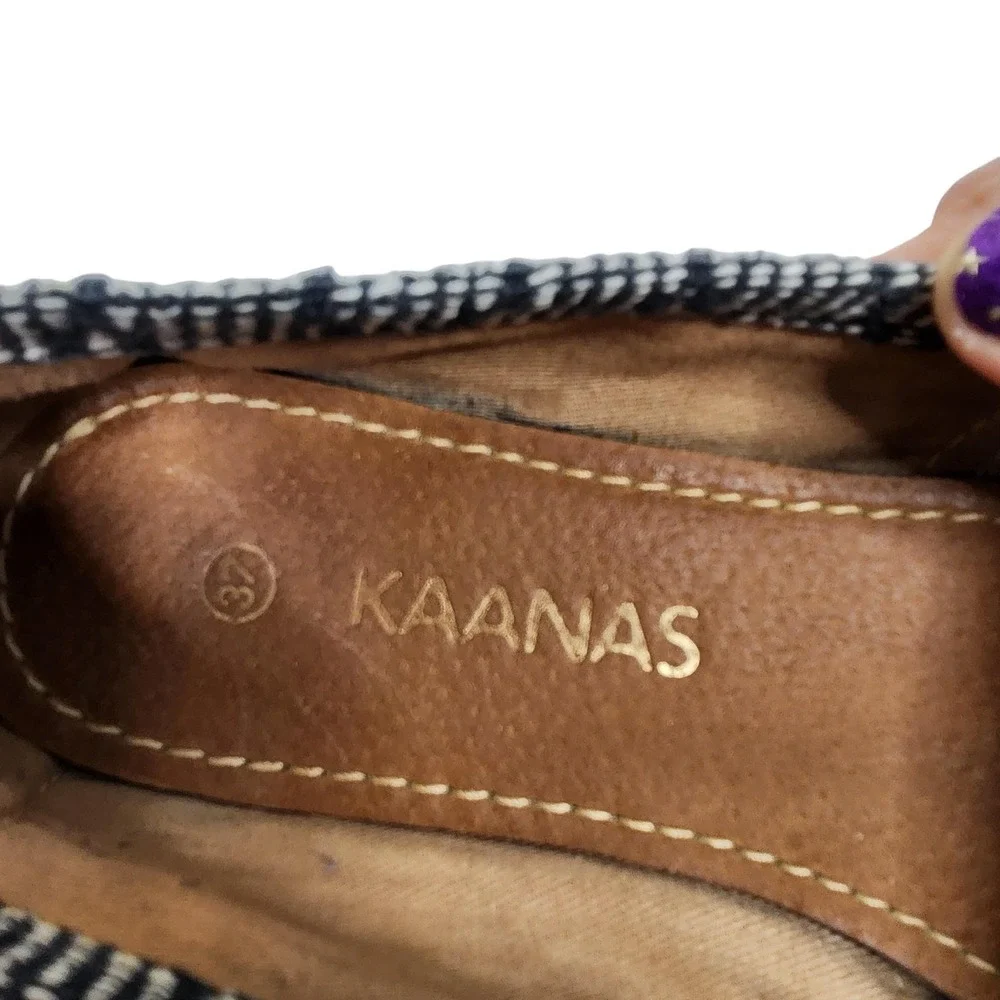 KAANAS Shoes‎ Womens 38 7.5 Navy White Woven Espadrille Slip On Flats Jute Sole